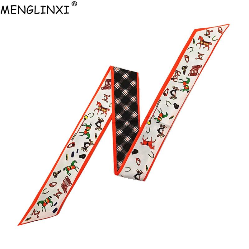 Luxury Bags Casual - Horse Plaid Skinny Scarf Women Bag