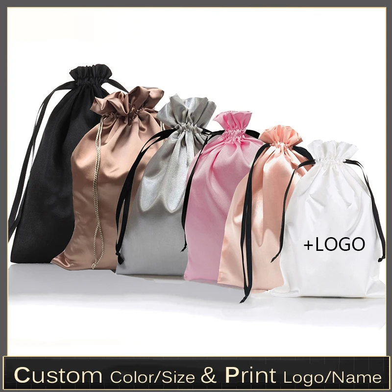 Luxury Bags Outlet - 10PCS Custom Satin Extensions Hair Bags