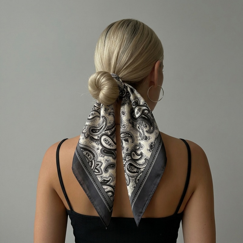 Luxury Bags Casual - Luxury Satin Square Scarf Paisley Print