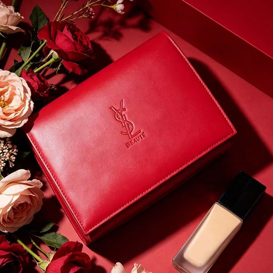 Luxury Bags Ysl - YSL Red Leather Snap Button Cosmetic