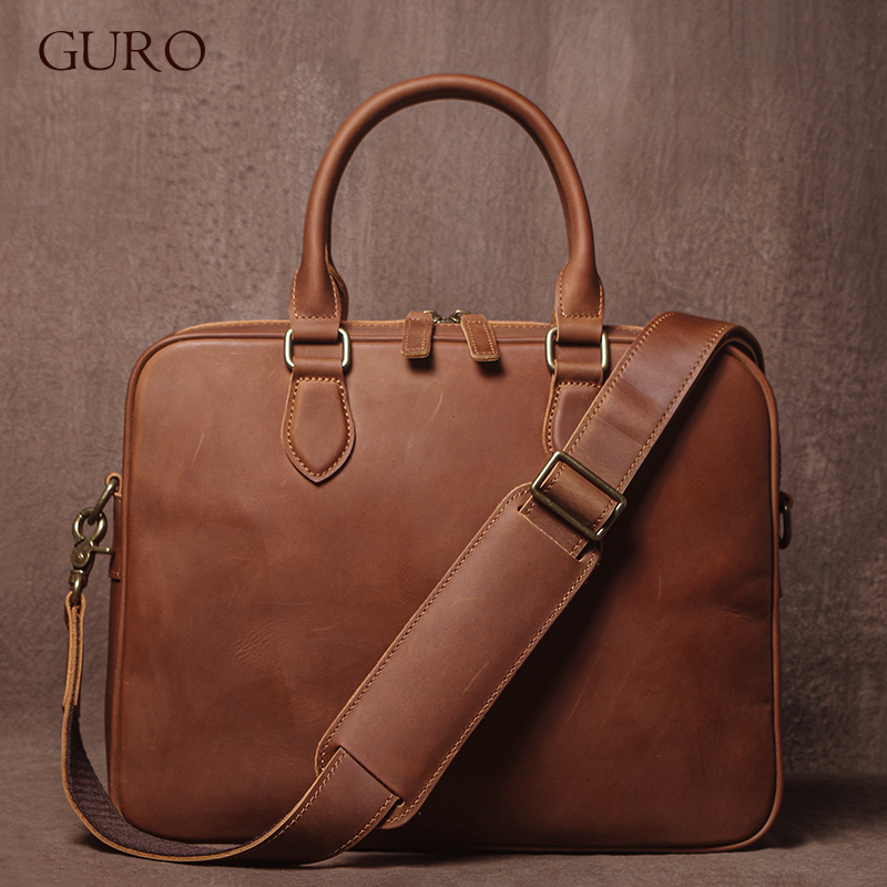 GURO Men Crazy Horse Cowhide B - Luxury Bags For Men review and price
