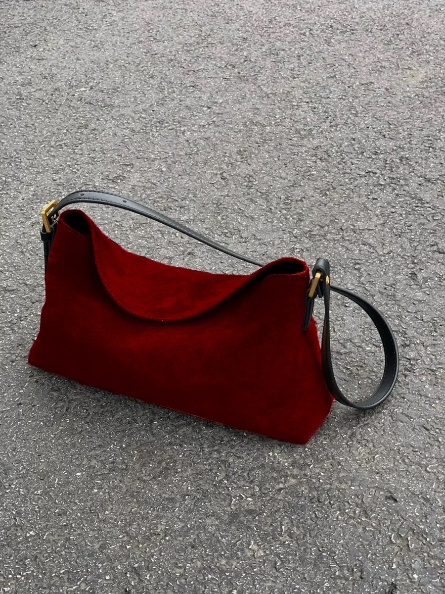 Fashion Red Suede One Shoulder - Luxury Bags For Sale review and price
