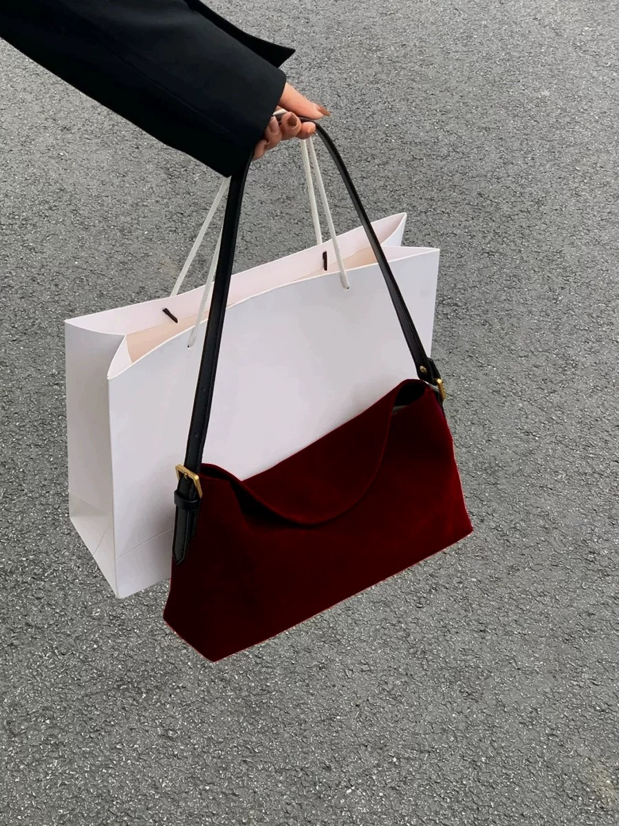 Fashion Red Suede One Shoulder - Luxury Bags For Sale review and price